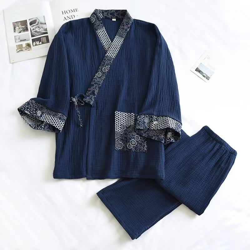 Ethnic Style Cotton Gauze Kimono Pajamas