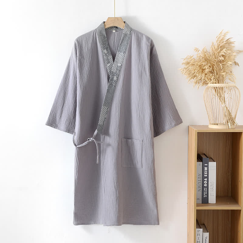 Ethnic Style Cotton Gauze Kimono Robe