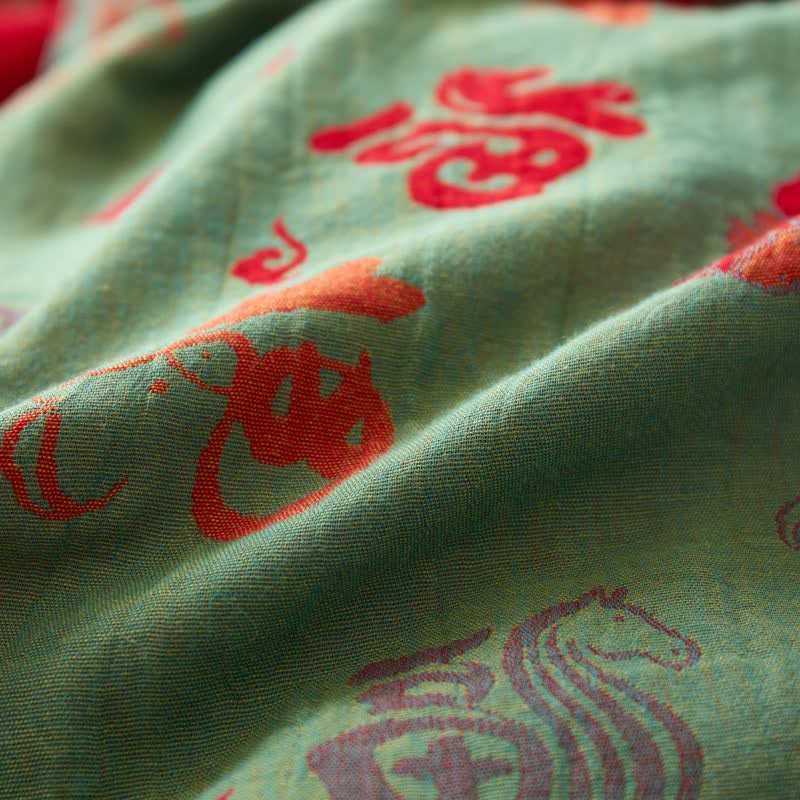 Oriental Horse Cotton Double Gauze Bedspread