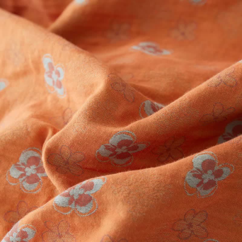 Country Style Floral Cotton Double Gauze Bedspread