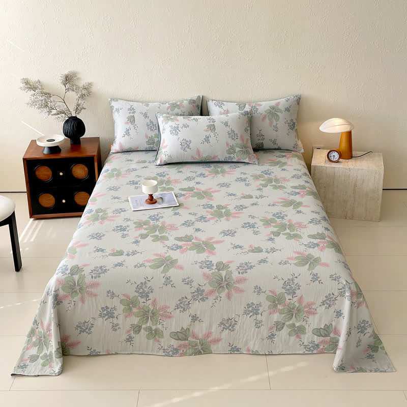 Floral Leaf Cotton Double Gauze Bedspread