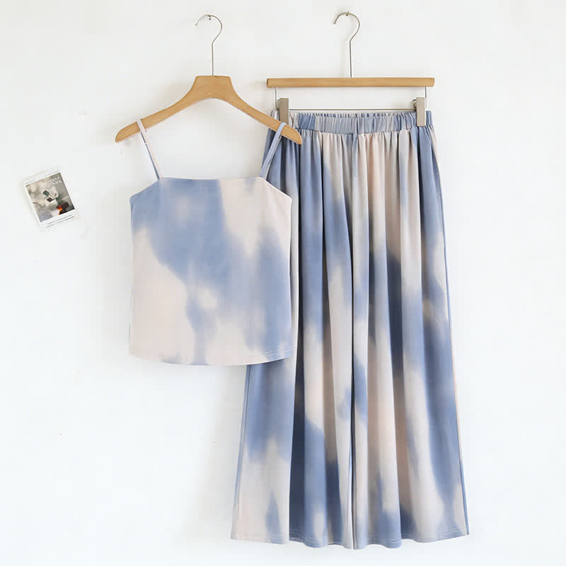 Artistic Blue Print Camisole & Pants Sleepwear