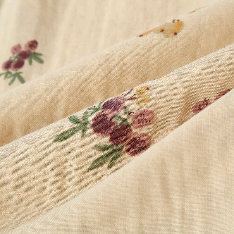 Loquat Print Cotton Pajama Set(3PCS)