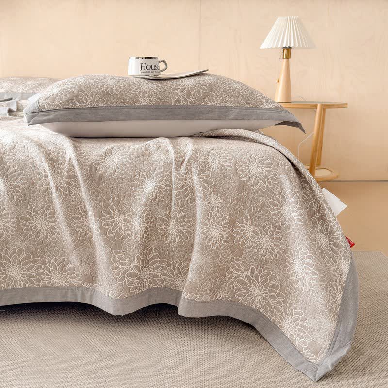 Cotton Rustic Floral Muslin Quilt Blanket