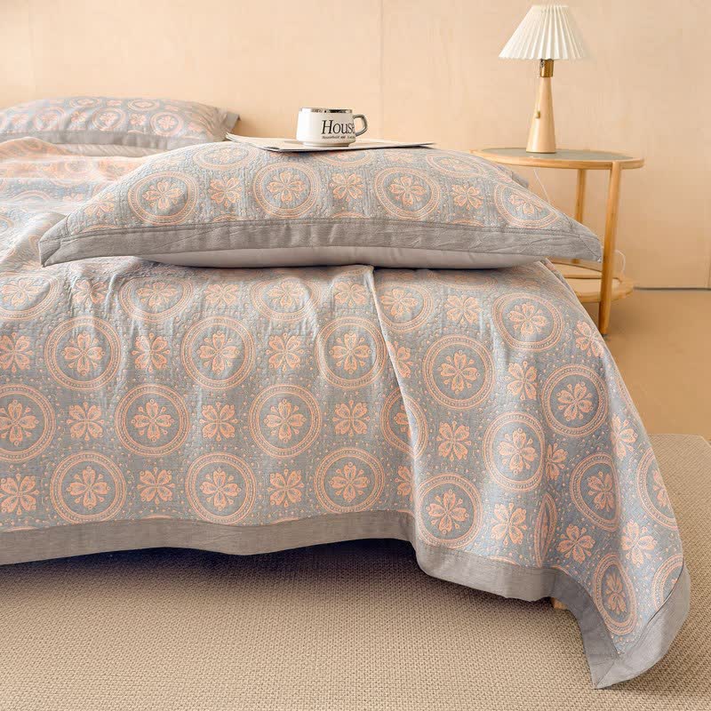 Cotton Vintage Pattern Muslin Quilt Blanket