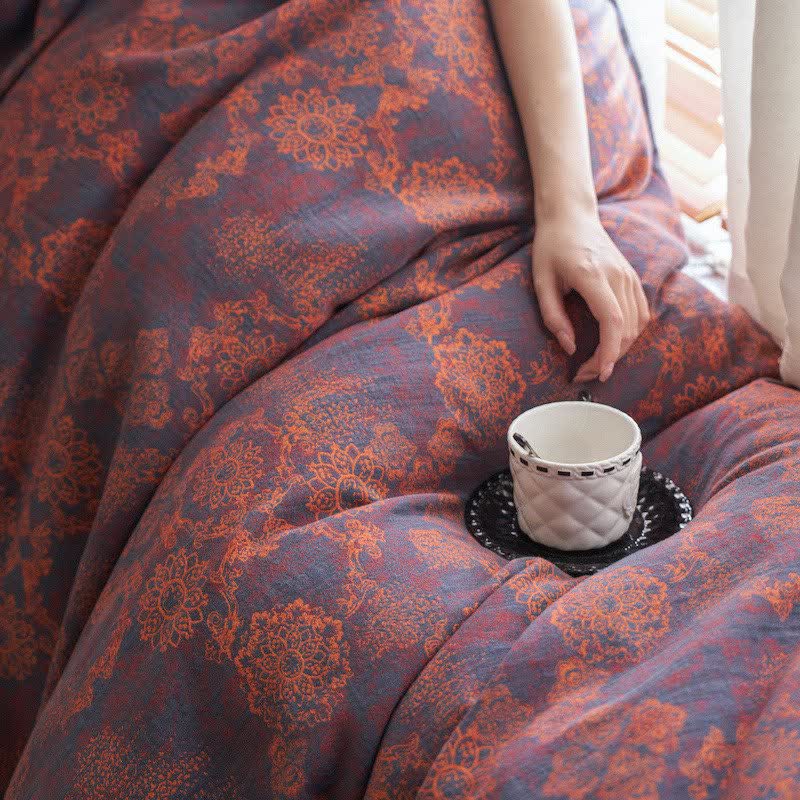 Vintage Floral Cotton Double Gauze Bedding(4PCS)