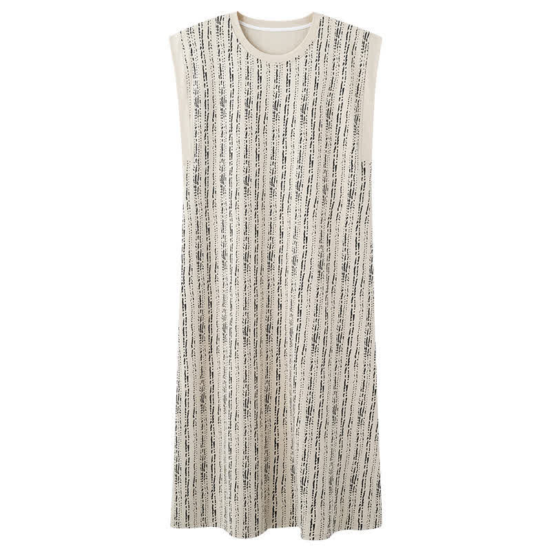 Artistic Line-inspired Cotton Sleeveless Nightgown