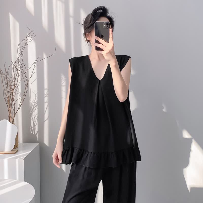 Solid Color Tank & Pants Pajama Set