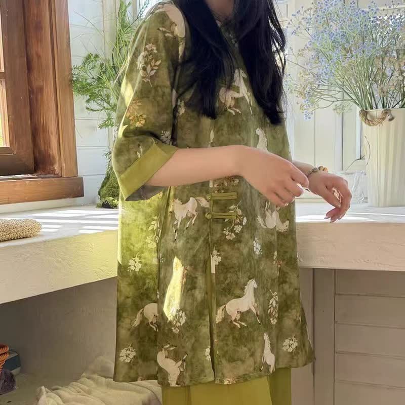 Horse Print Eastern-Inspired Loungewear Set