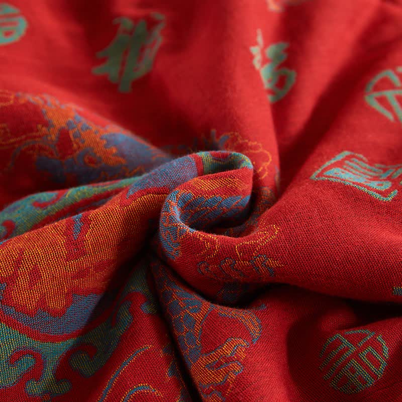 Cotton Gauze Retro Auspicious Jacquard Quilt