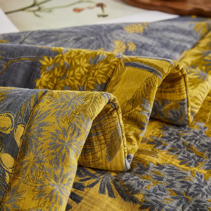 Cotton Gauze Botanical Tree Jacquard Quilt