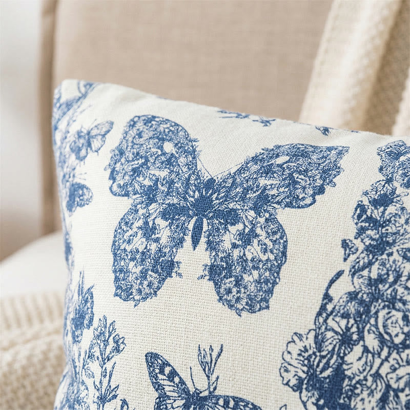 Butterfly Floral Print Button Pure Cotton Pillowcases (2PCS)