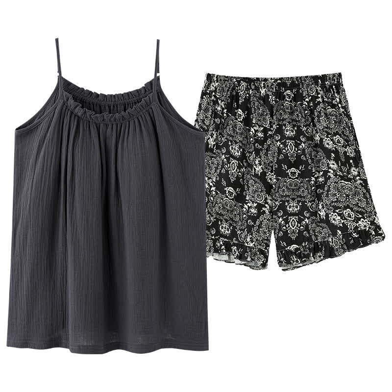 Cami & Vintage Pattern Shorts Pajama Set