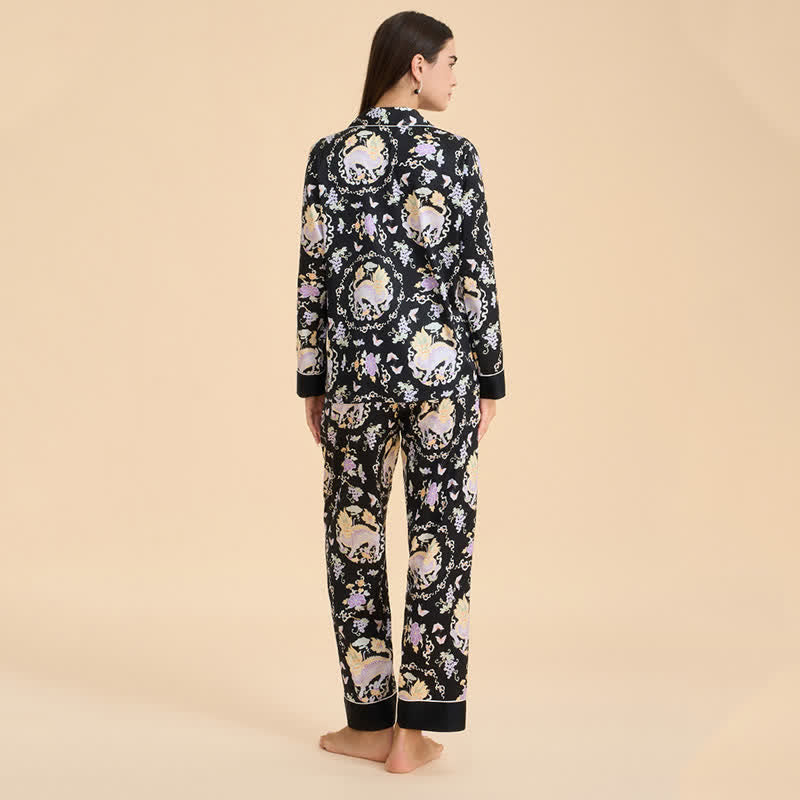 Oriental Mythical Qilin Print Pajama Set