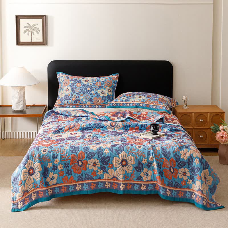 Cherry Blossom Cotton Gauze Quilt Blanket