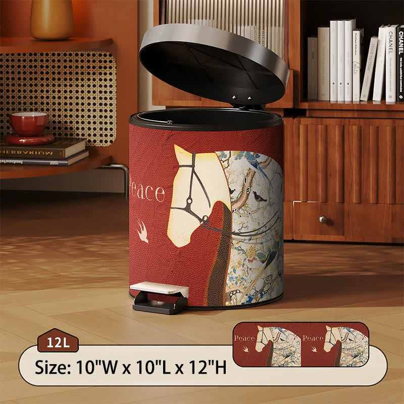 Lychee Texture Equestrian Leather Trash Can