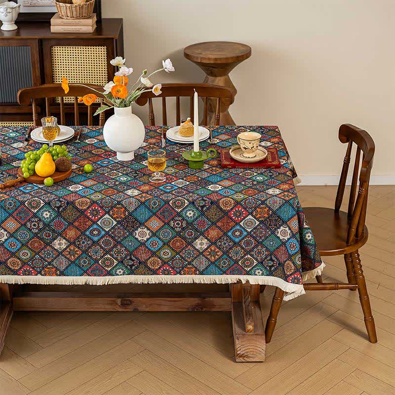 Exotic Kaleidoscope Mandala Jacquard Tablecloth