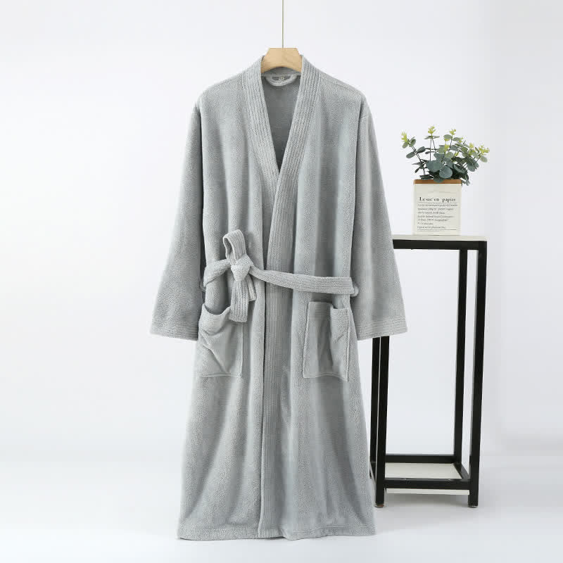 His & Hers Solid Color Absorbent Bath Robe