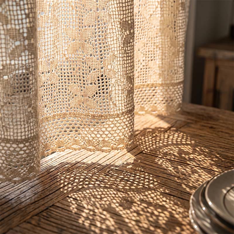 Four-Leaf Clover Crochet Tier Curtain