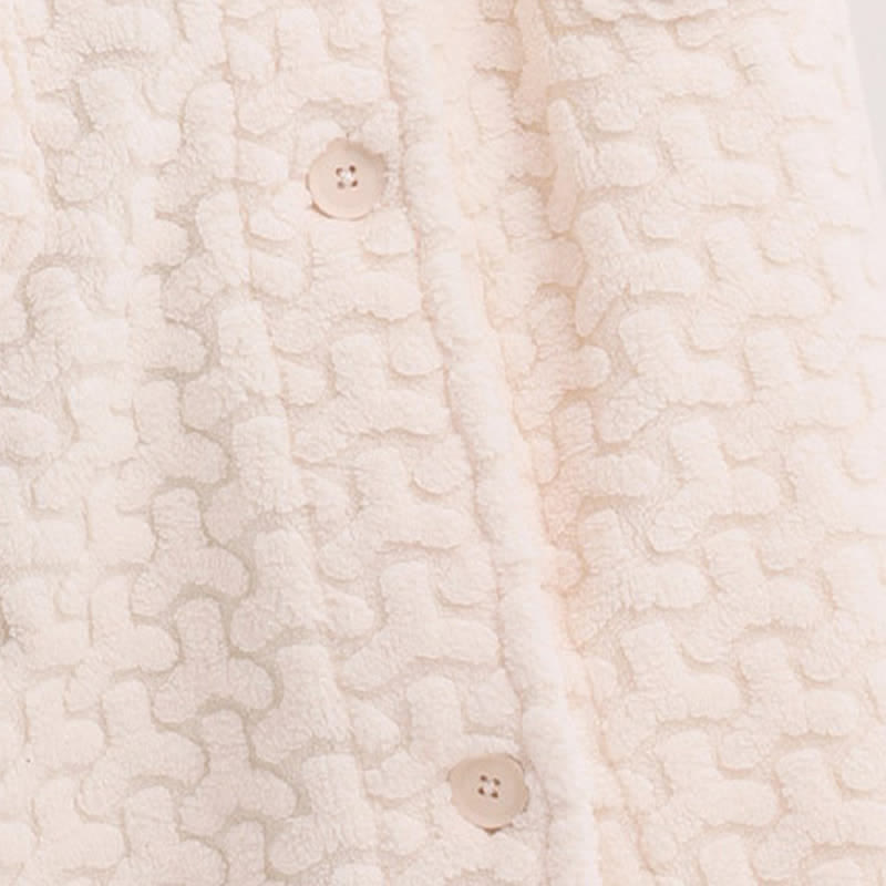 Embossed Plush Coral Fleece Hooded Robe
