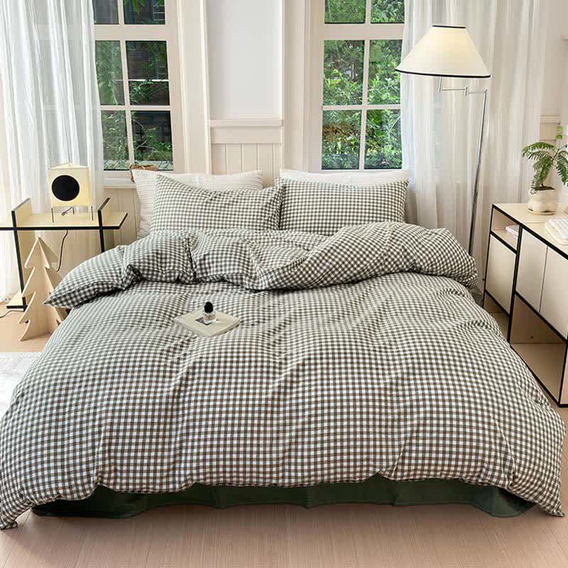 Small Check Gingham Cotton Bedding Set