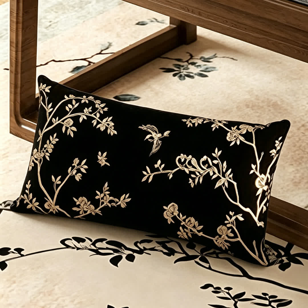 Vintage Oriental Branch & Floral Sofa Slipcover