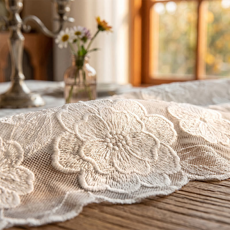 Camellia Lace Jacquard Tablecloth