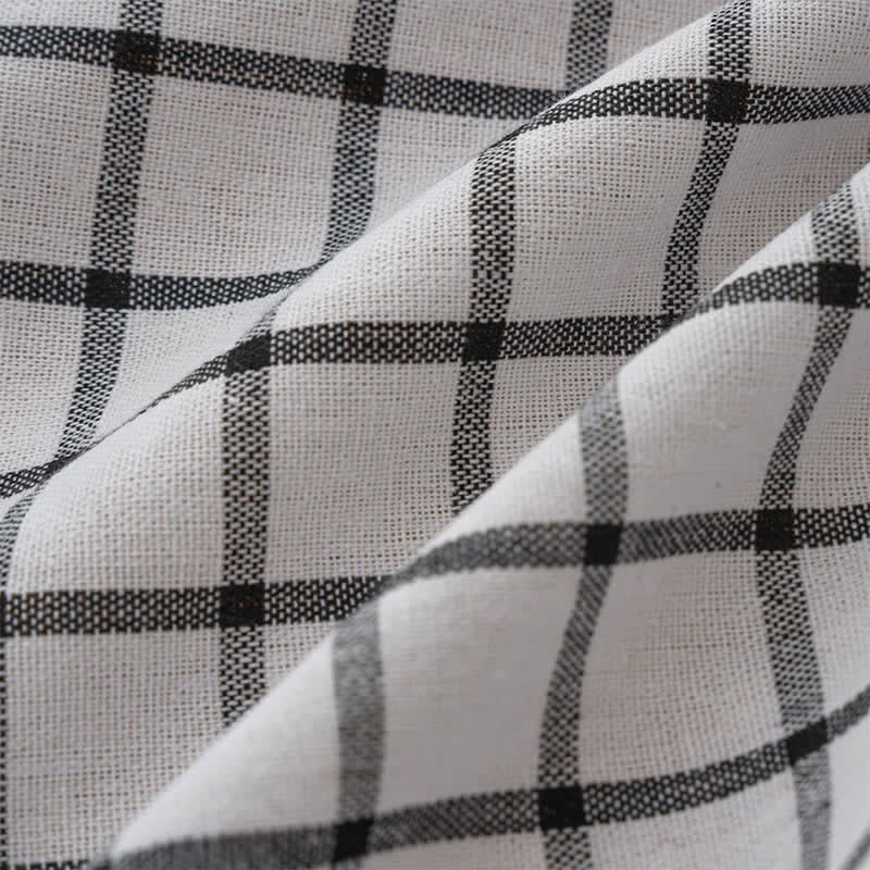 Minimalist Black White Grid Check Curtain