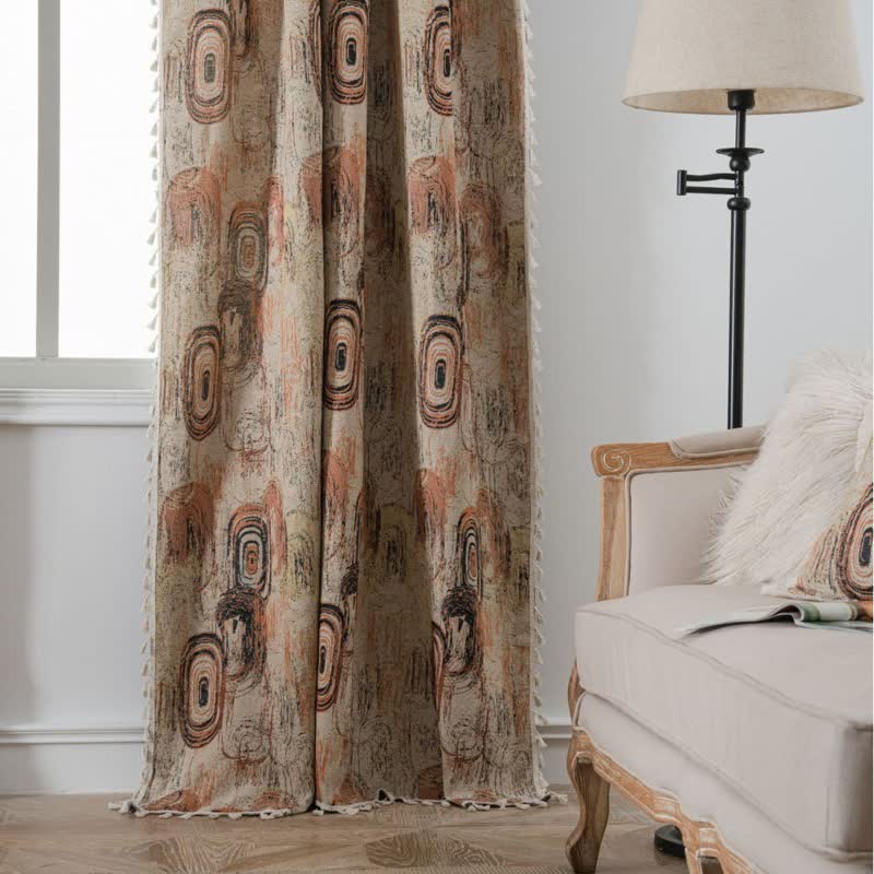 Tree Ring Jacquard Curtain with Tassel