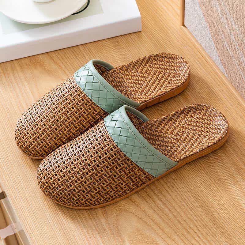 Natural Rattan Anti-Slip Indoor Slippers