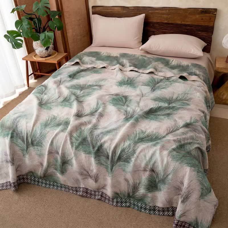 Rustic Botanical Cotton Gauze Blanket