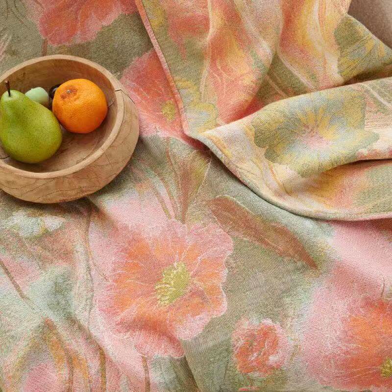 Watercolor Poppy Cotton Gauze Blanket