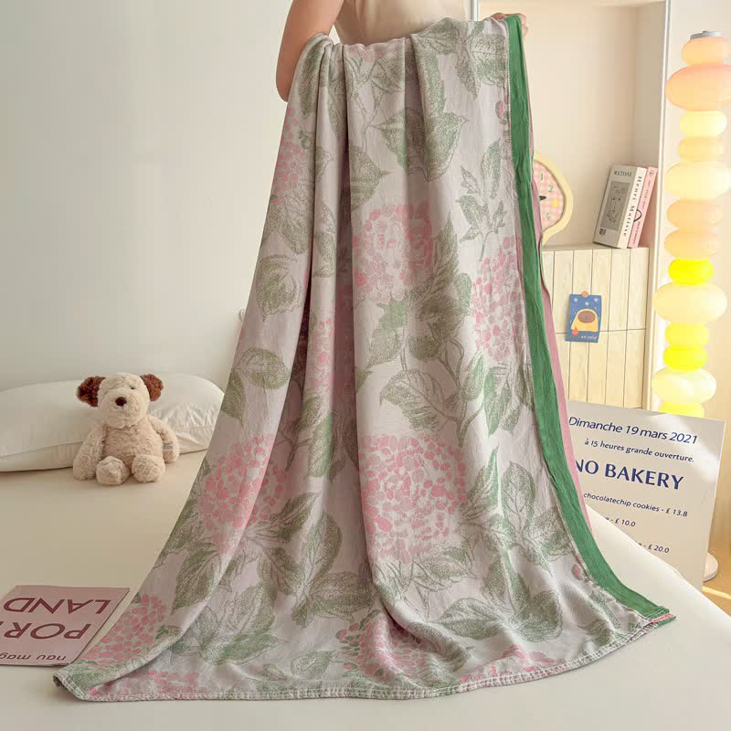 Floral & Leaf Bamboo Fiber Summer Blanket