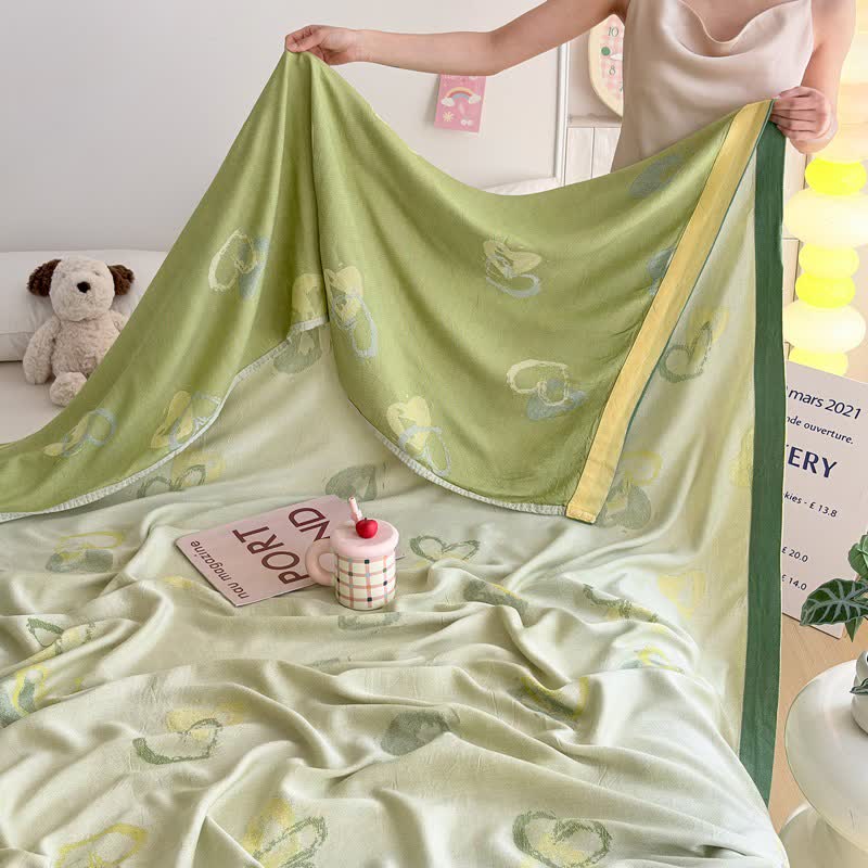 Green Heart Bamboo Fiber Summer Blanket