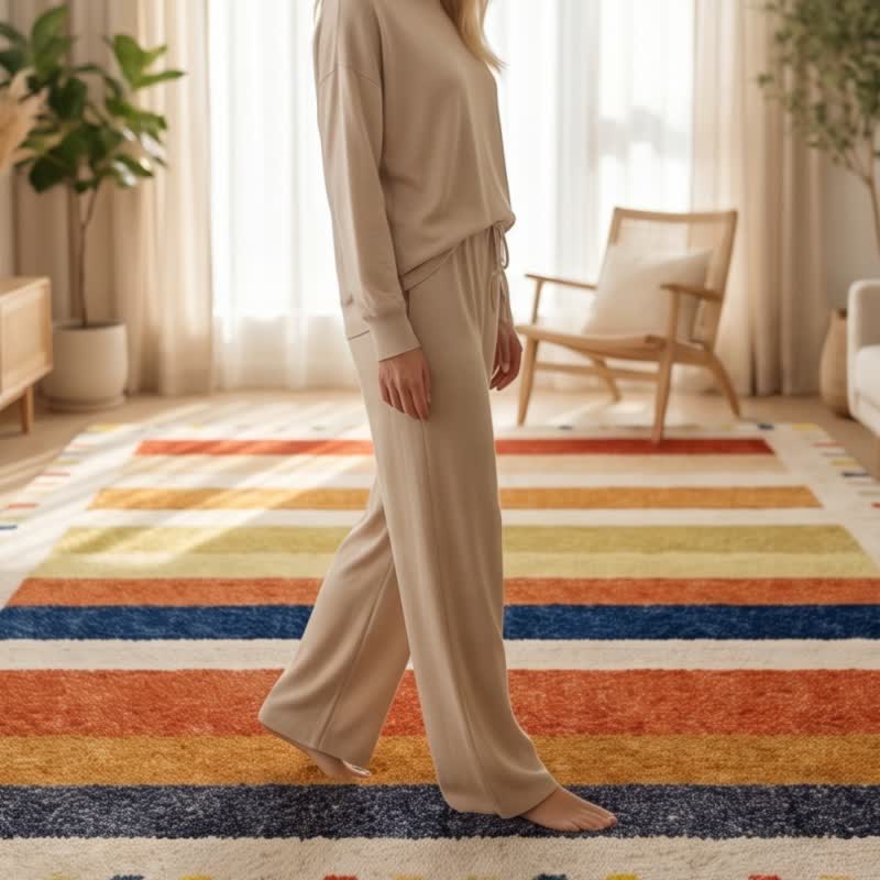 Multicolor Rainbow Striped Area Rug