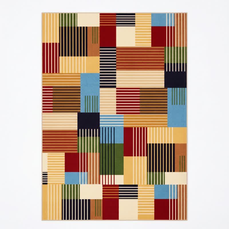 Striped Patchwork Geometric Area Rug
