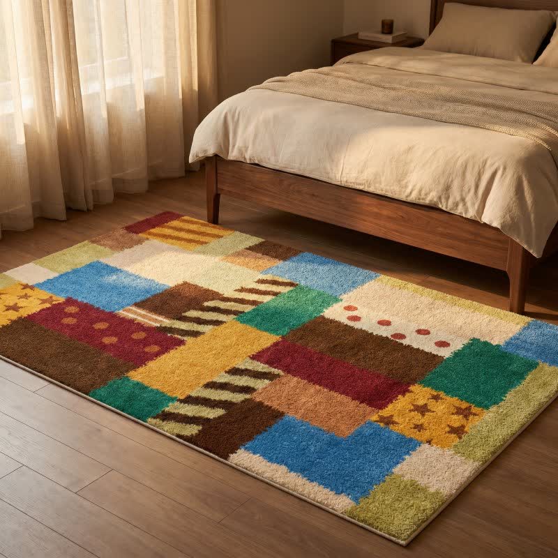 Retro Patchwork Star Dot Area Rug