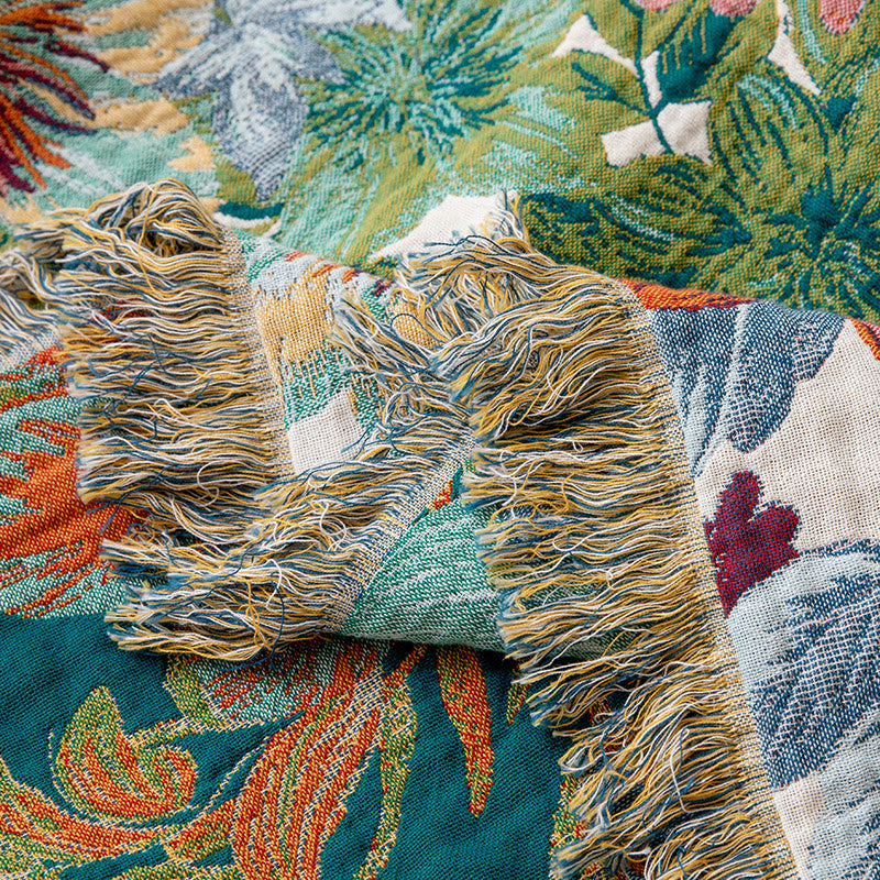 Vintage Tropical Floral Reversible Gauze Quilt
