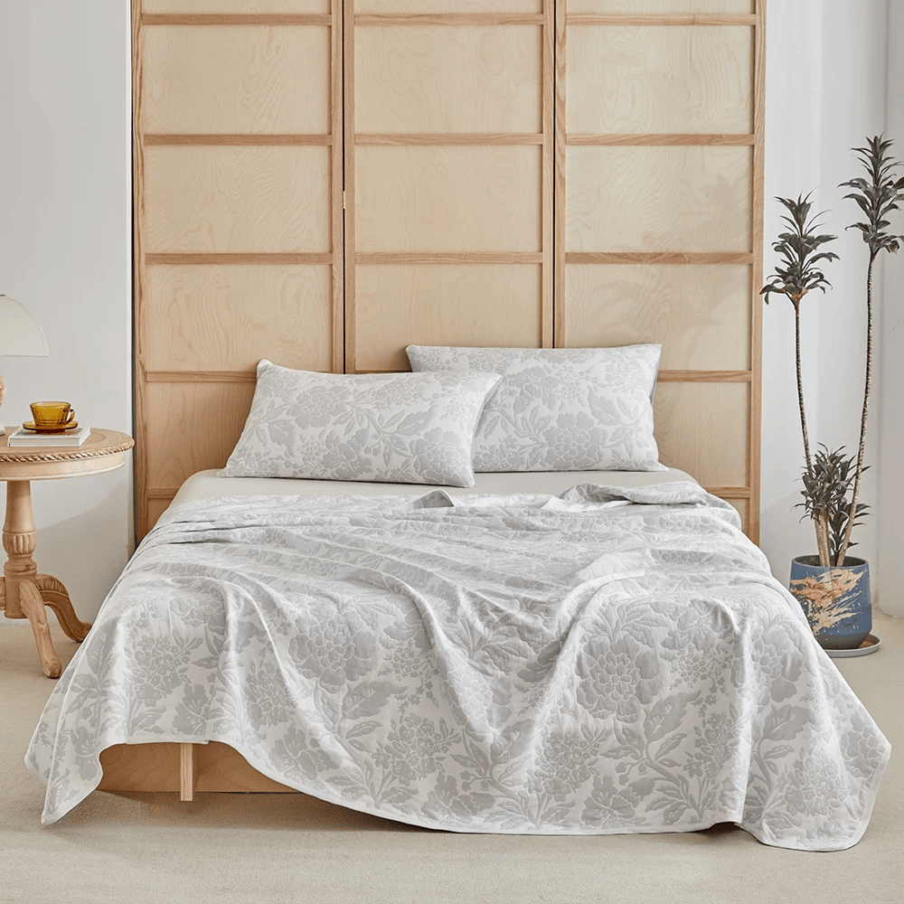 Cotton Simple Peony Jacquard Bedding Set