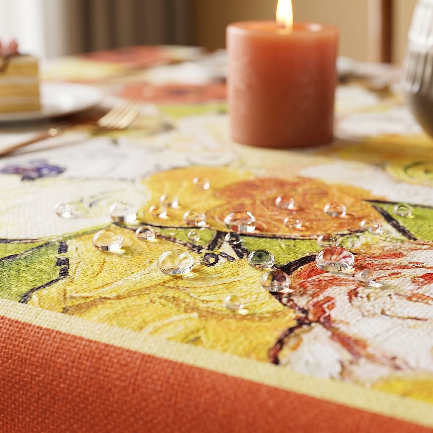 Waterproof Oil-Painting Floral Tablecloth