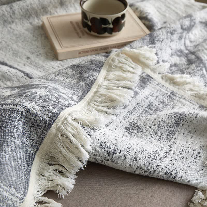 Abstract Ink Style Cotton Gauze Blanket