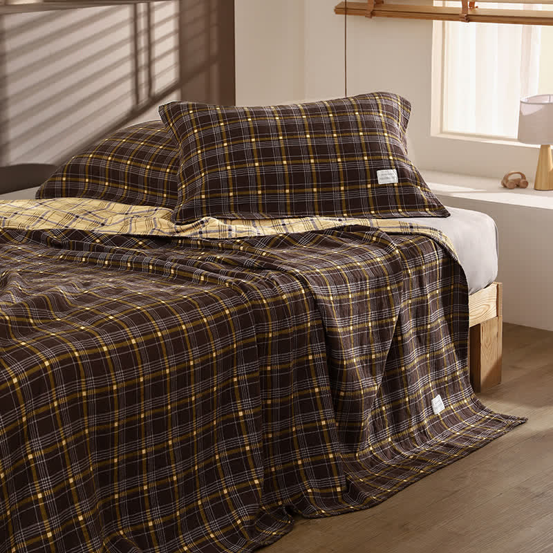 Vintage Plaid Cotton Gauze Quilt