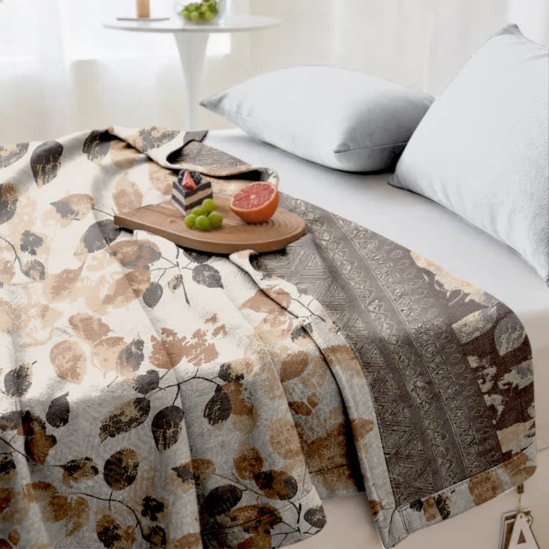 Bohemian Autumn Leaf Cotton Gauze Quilt