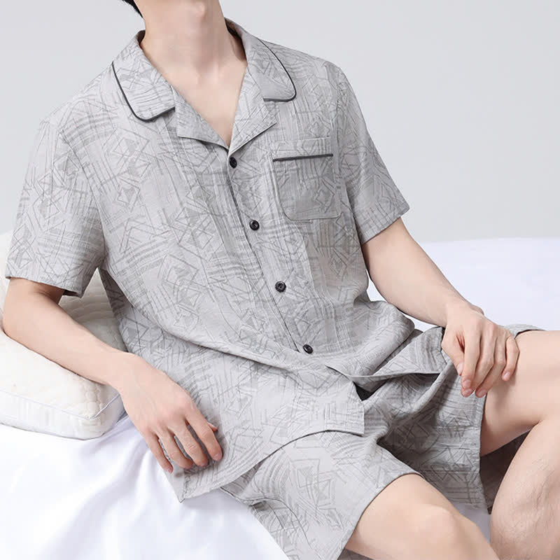 Unisex Style Geometric Pattern Loungewear Set