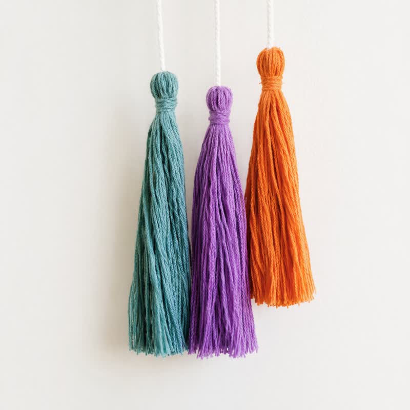 Handwoven Cotton Rainbow Tassel Garland Decor