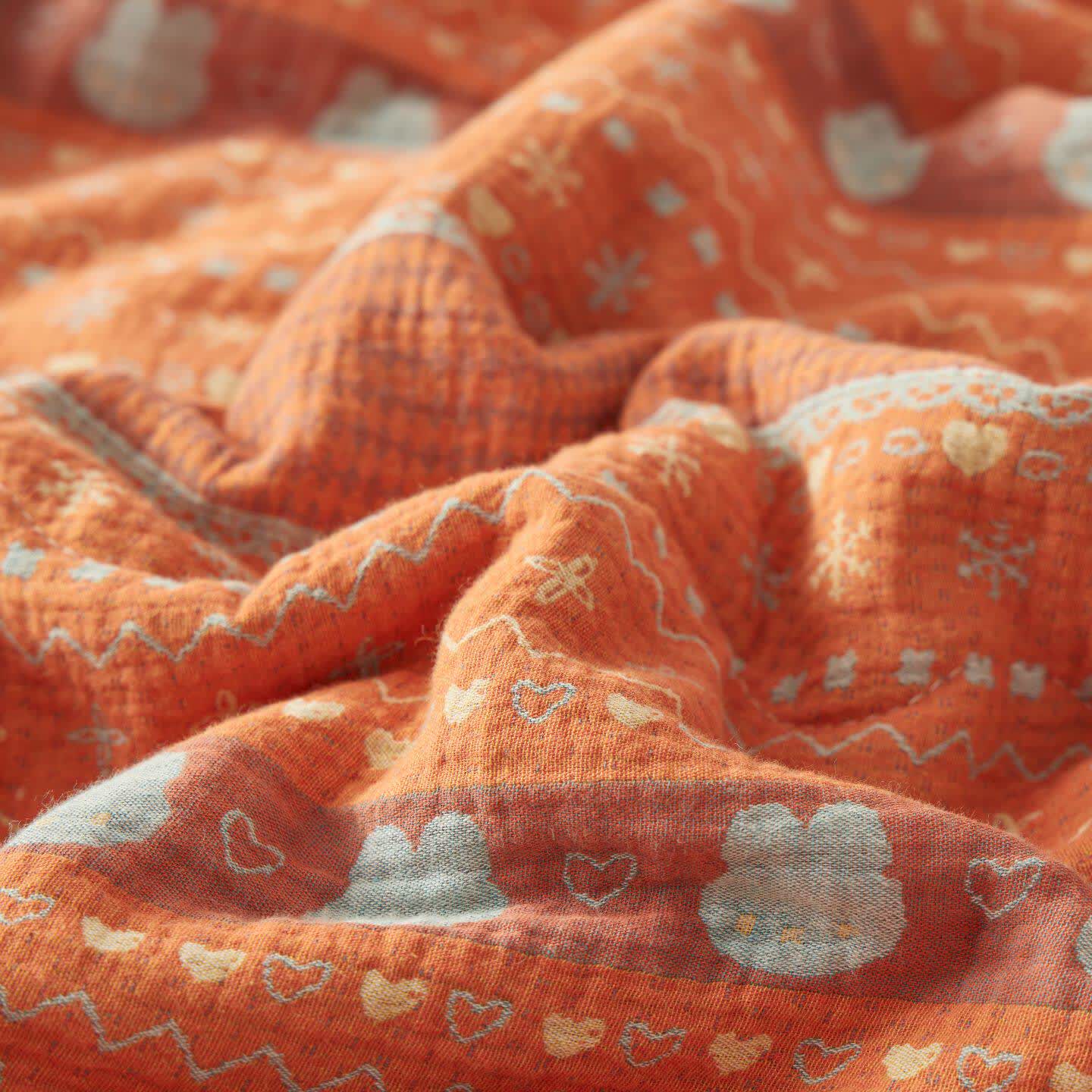Vintage Boho Cotton Muslin Blanket Quilt