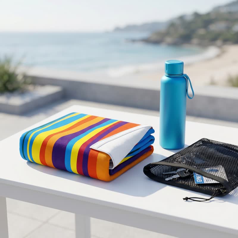 Rainbow Stripe Microfiber Beach Towel