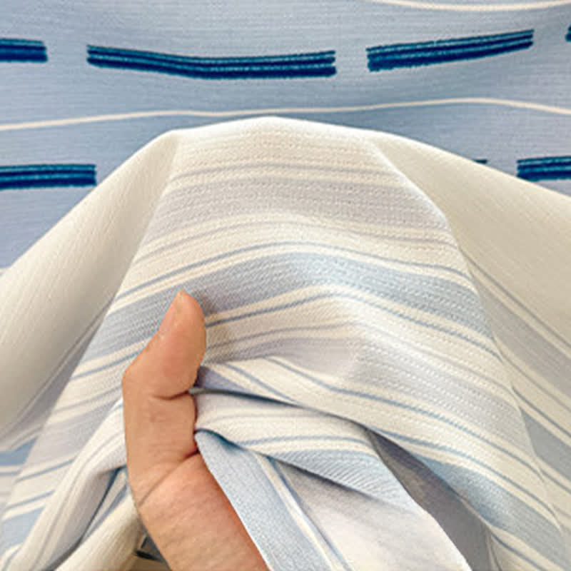 Blue Mixed Stripe & Gingham Cotton Bedspread