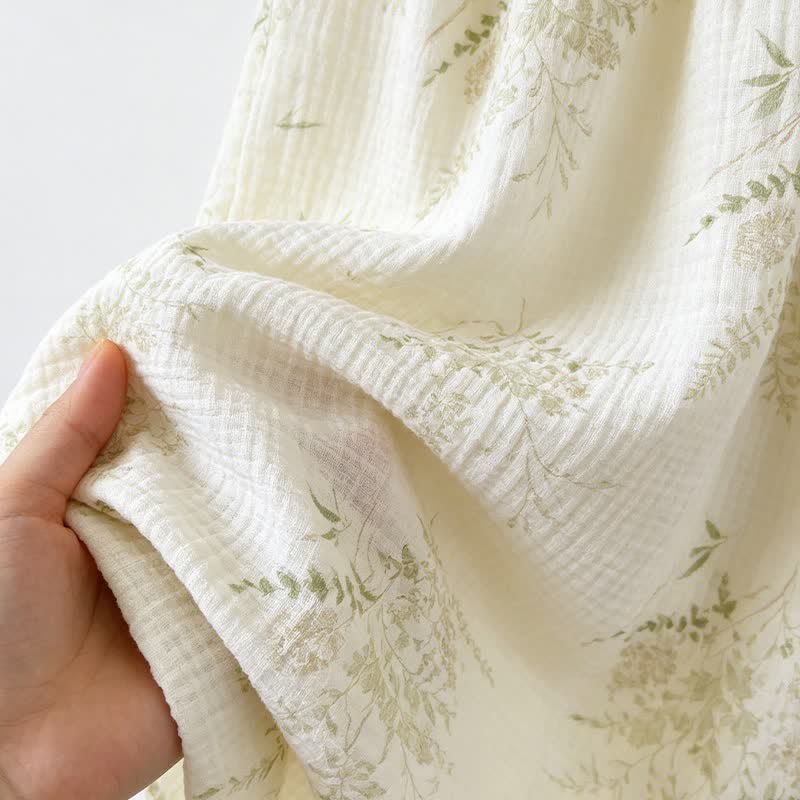Ruffled Botanical Leaf Cotton Cami Pajamas