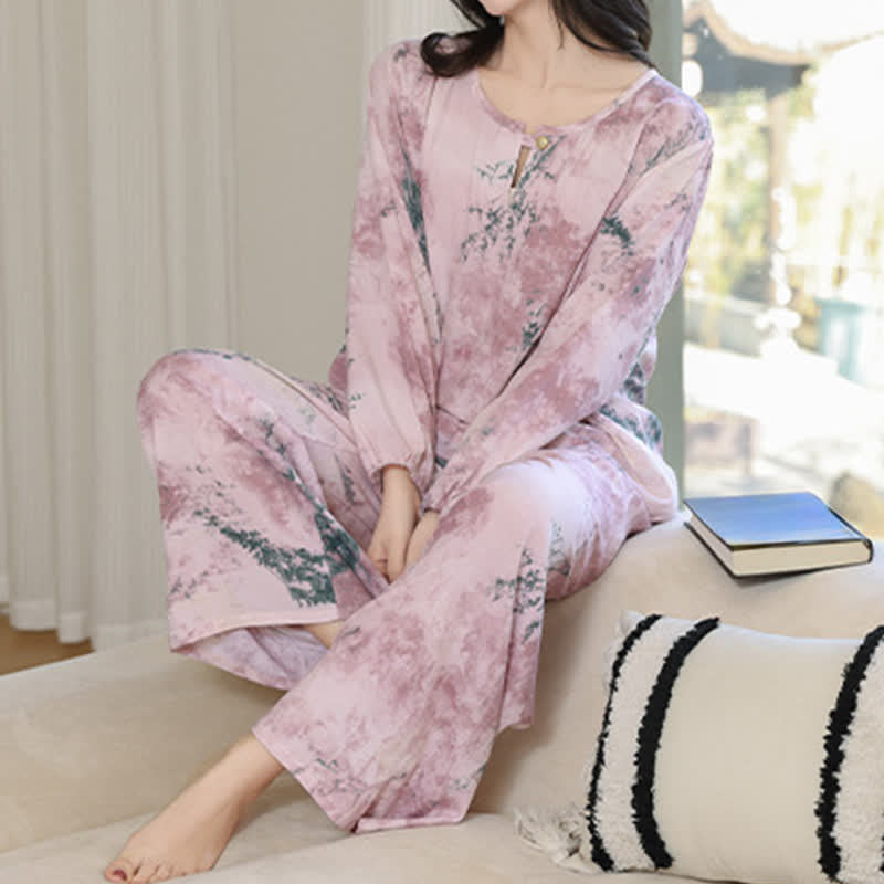 Oriental Branch Long Sleeve Pajama Set